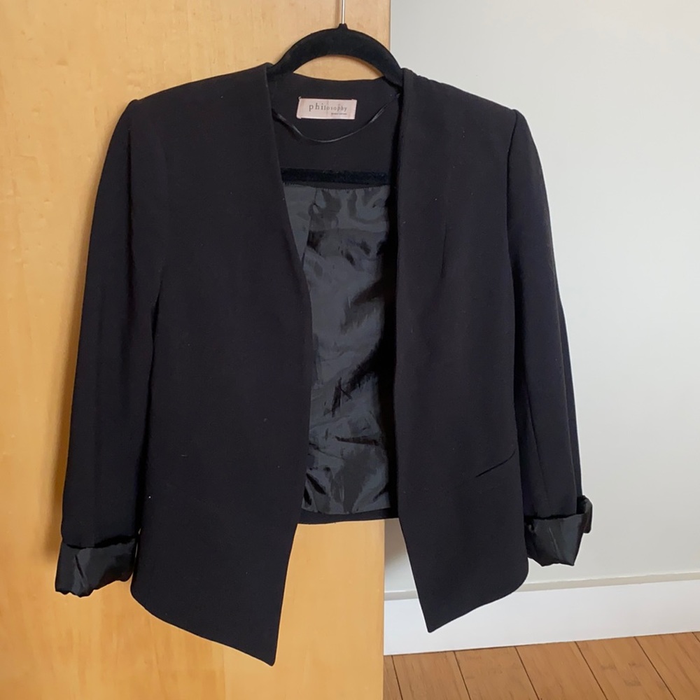 Philosophy black modern blazer